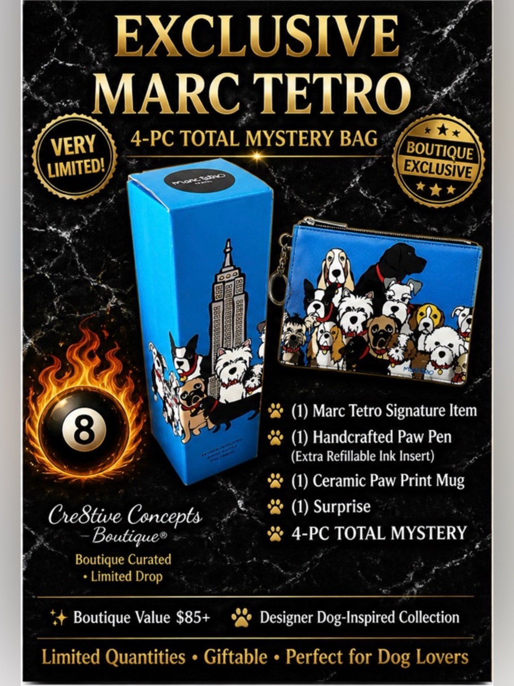 Marc Tetro 4-PC Mystery Bag 🐾 Boutique Curated Dog Lover Bundle